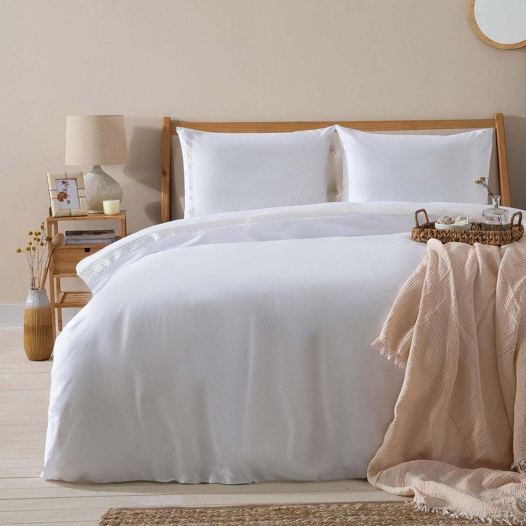  Annette %100 Pamuk Extra King Size Nevresim Seti 260X220 Cm Beyaz