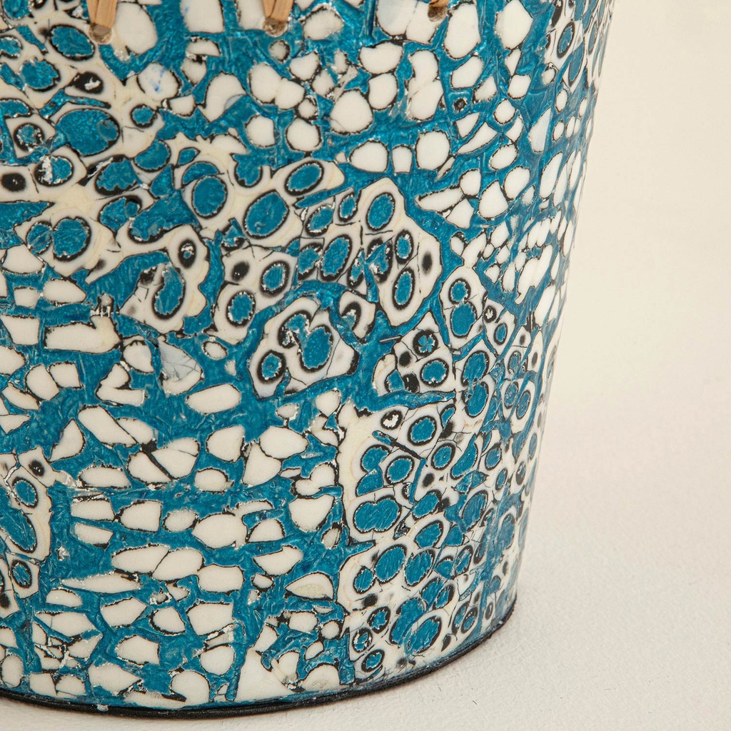 Chi Saksı 12.5cm Beyaz/Açık Mavi