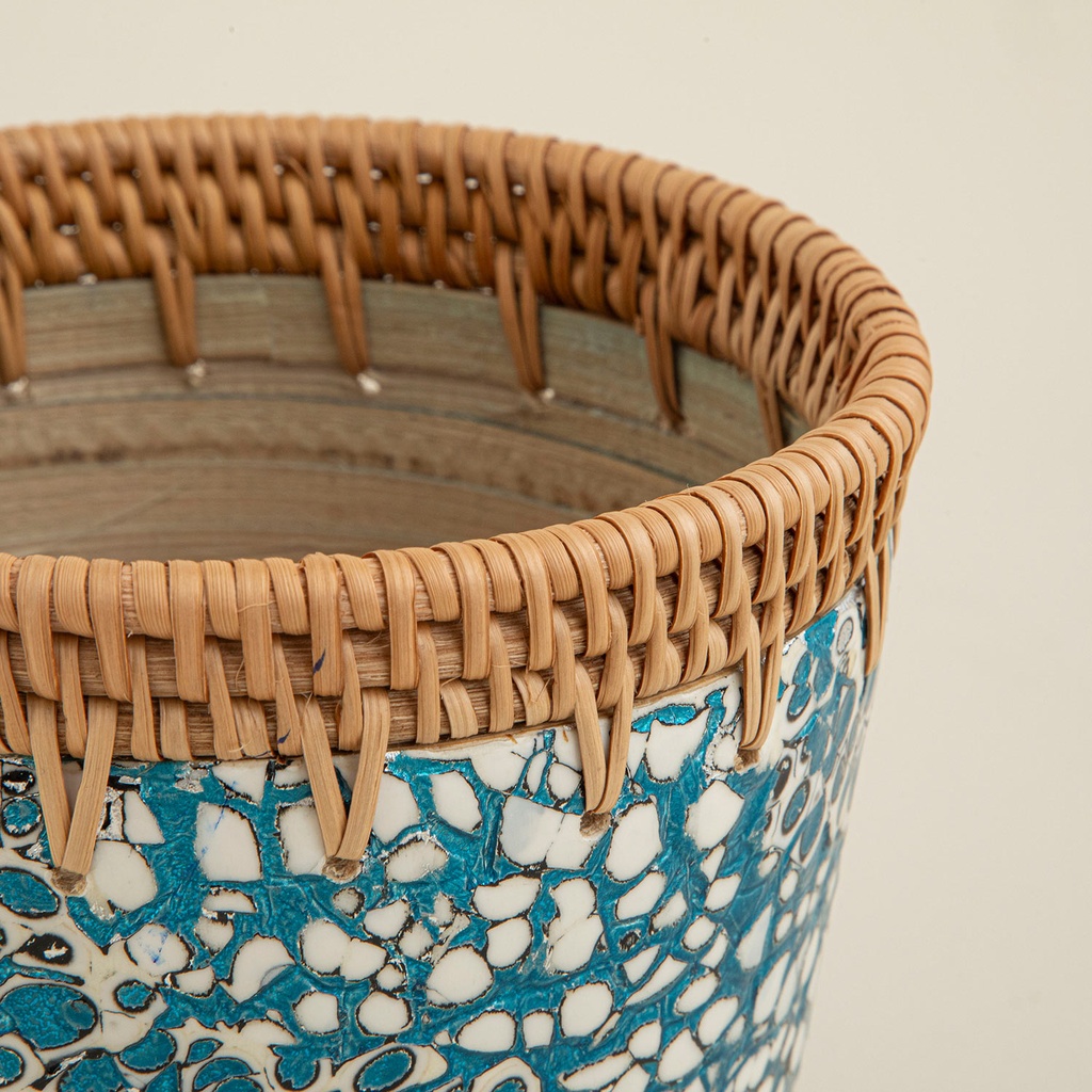  Chi Saksı 12.5cm Beyaz/Açık Mavi