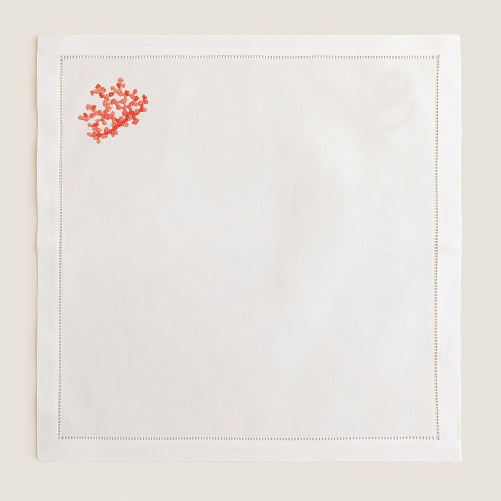  Coral Nakıslı Peçete 40x40 Cm Beyaz